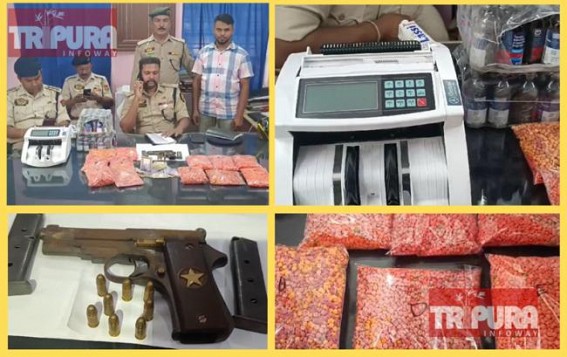 Man arrested with Yaba Tablets, Phensedyl, Bangladesh Currency and Pistol from Mati Nagar, Agartala Man arrested with Yaba Tablets, Phensedyl, Bangladesh Currency and Pistol from Mati Nagar, Agartala